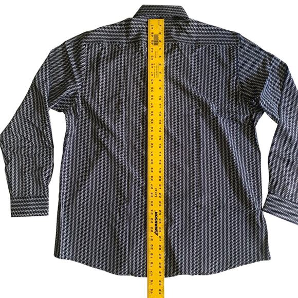Azaro Uomo Men's Size 2XL Slim Fit Long Sleeve Geometric Button Up Stretch Shirt - Picture 6 of 16